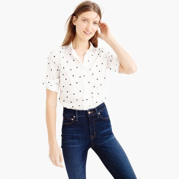 J. Crew Tops - J Crew Perfect Shirt in Onyx Dot